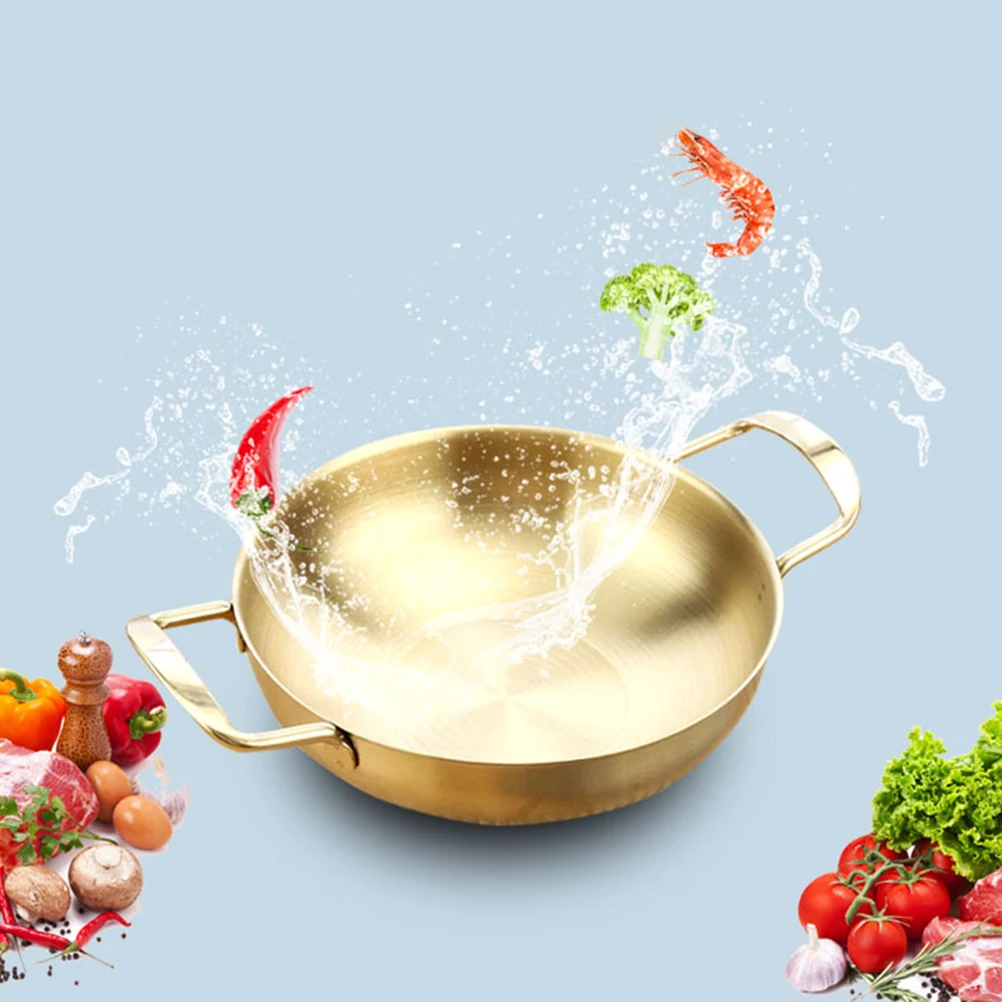 

Stainless Steel Seafood Pot Mirror Finish Sauté Pan Double Loop Handles Oven Safe Small Fry Pan Dishwasher Portable for Home