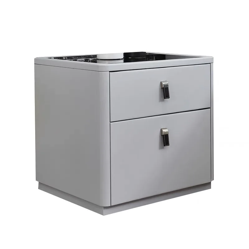 طاولة بجانب السرير مصنوعة من الخشب الصلب وبسيطة وحديثة وطاولة بجانب السرير إيطالية فاخرة وبسيطة #1