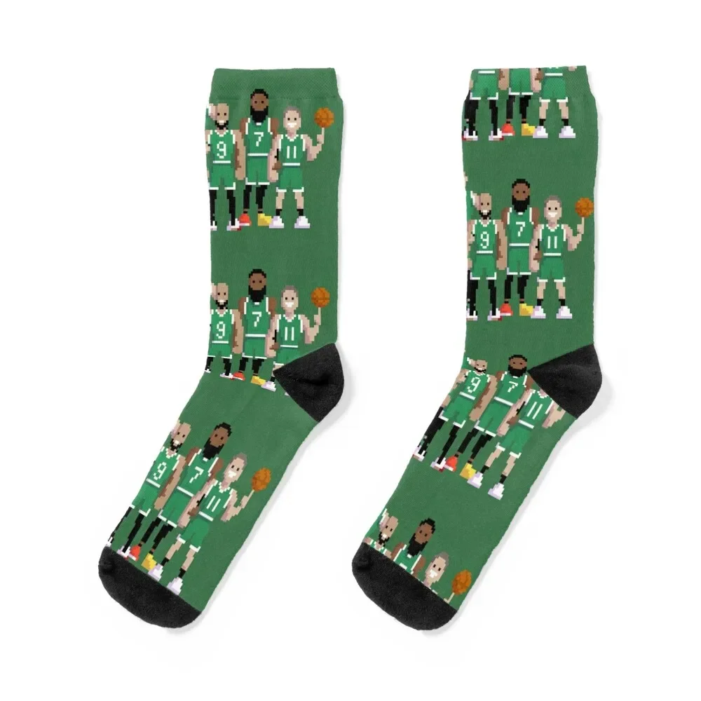 Chaussettes courtes Boston Basketball Squad pour hommes et femmes, cadeaux d'hiver, 8 bits