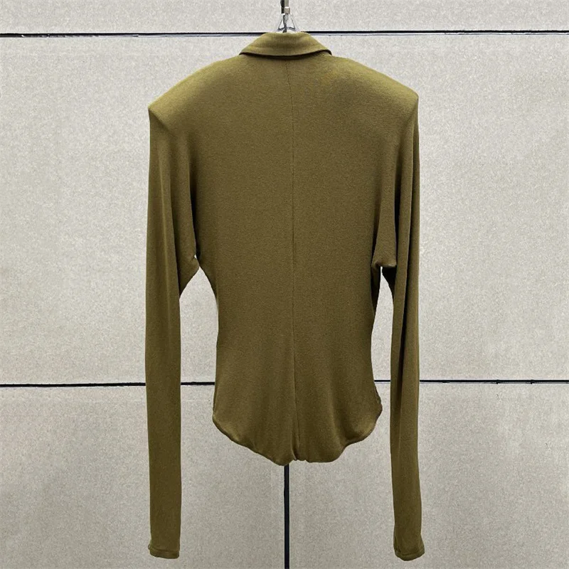 women's bodysuit 2026 Winter New Stretch Slimming Women's Long Sleeve Top Polo collar women's jumper y2k T-shirt Women's corset