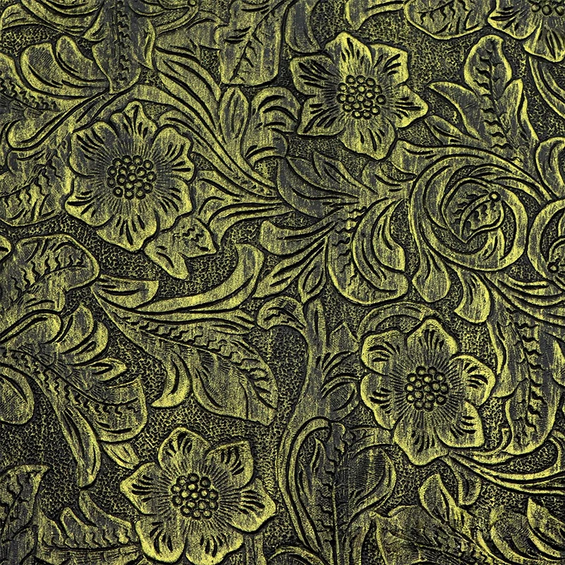 

1 Pcs Metallic Color Faux Leather Sheets 50x137cm PVC Retro Flowers Pattern Synthetic Leather Fabric For DIY Handmade Material