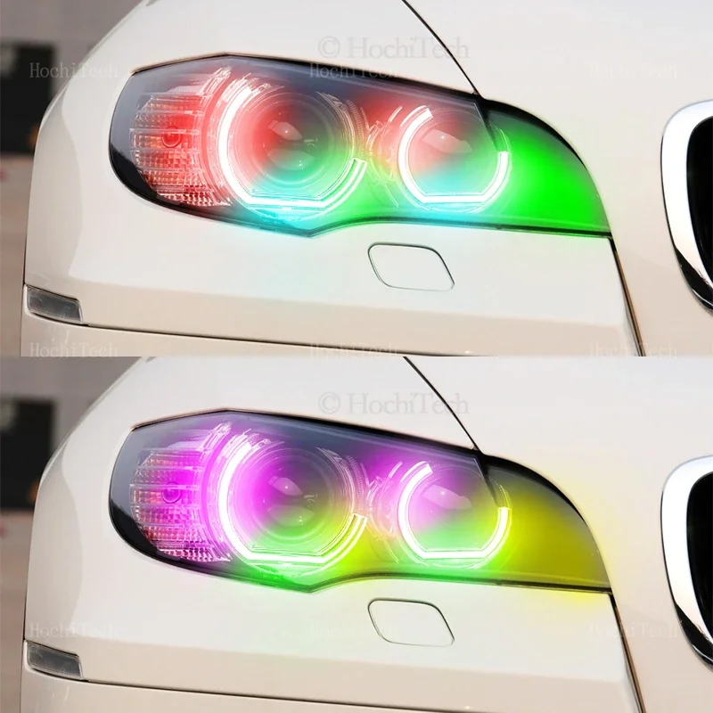 For BMW X6 E71 E72 X6M 2008-2014 Sequential APP Remote control DTM style Muti-colored modes Angel Eyes Ring LED Turn signal