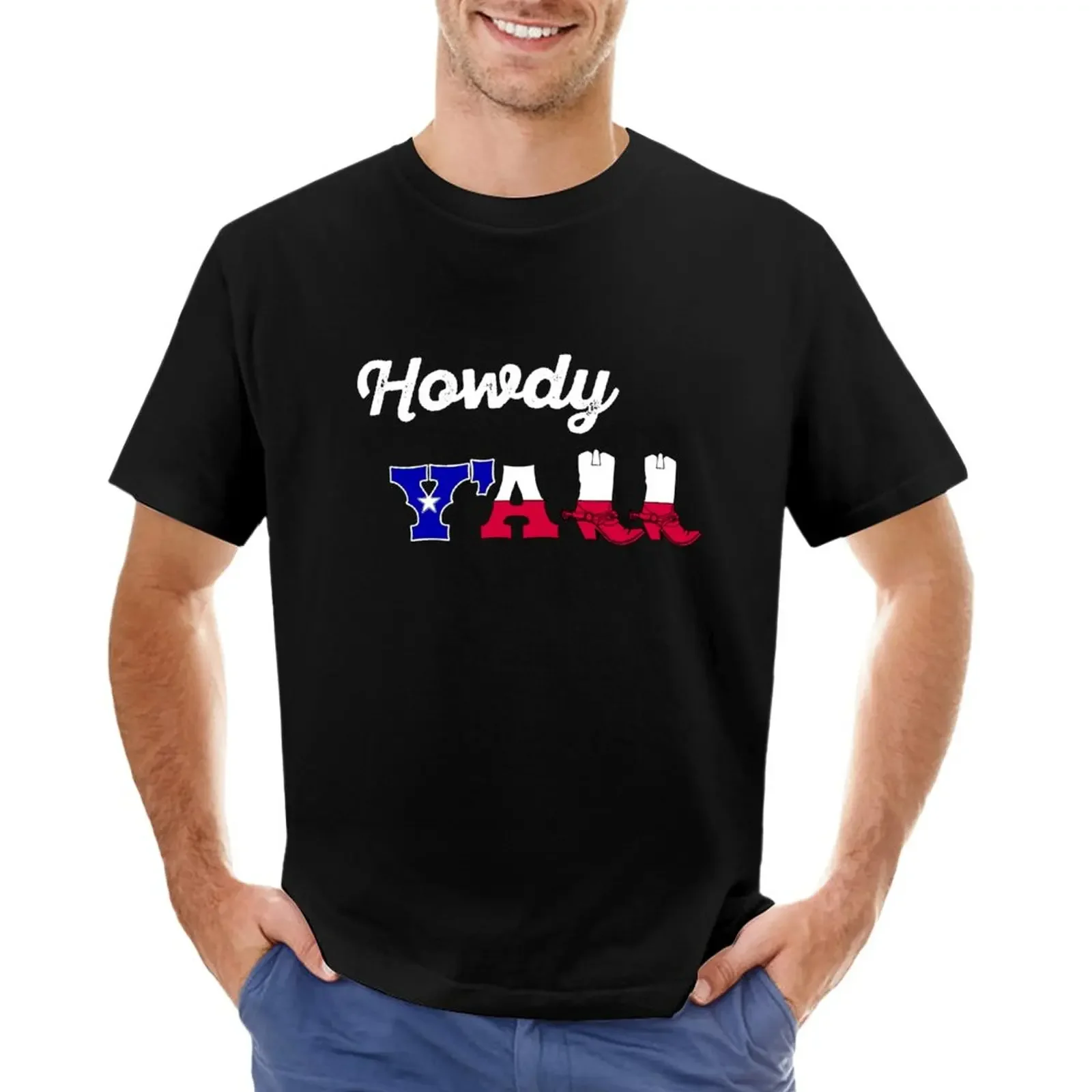 

Howdy Y’all Texas FlagSouthern Cowboy Boots T-Shirt Short sleeve tee plus size tops cute clothes t shirt men