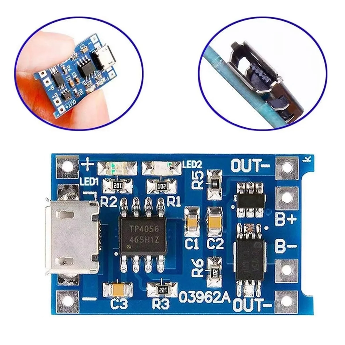

Модуль зарядки литиевой батареи, 20 шт., 5 В, 1 А, Micro-USB 18650, зарядное устройство для литиевой батареи