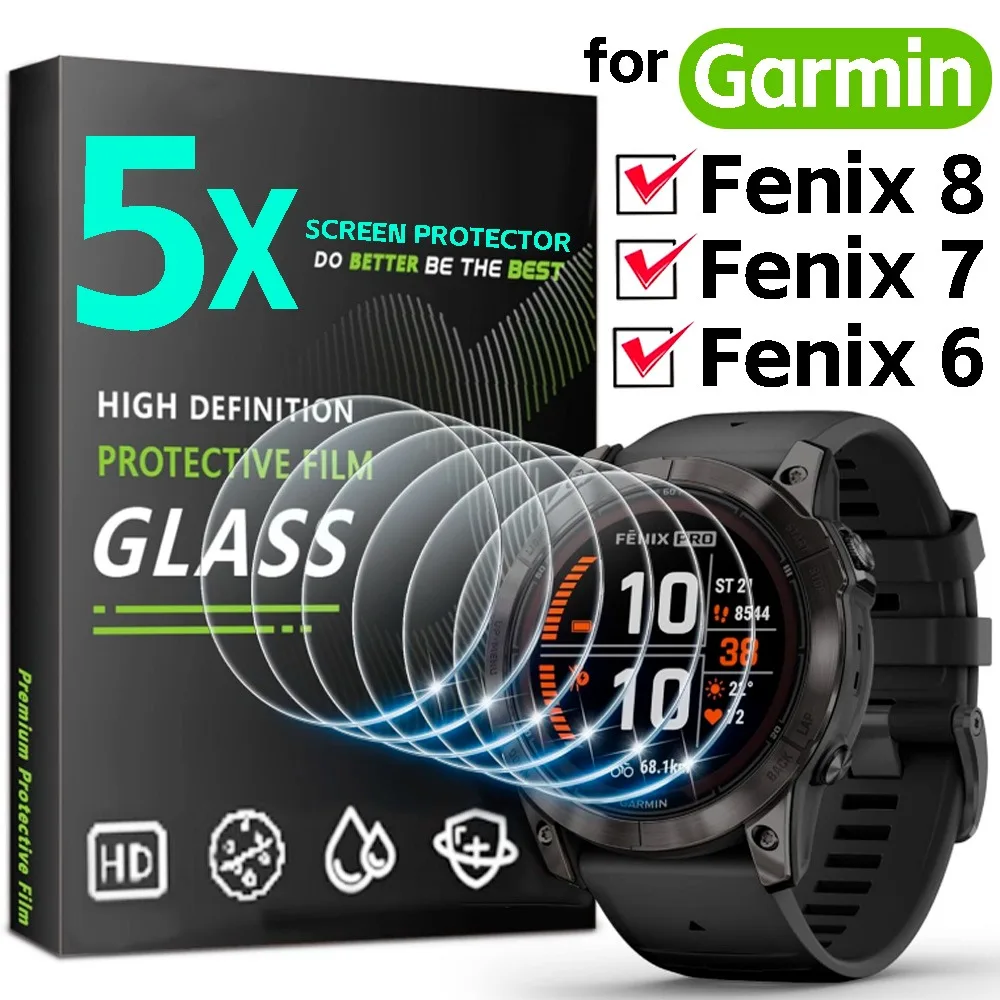 1-5Pcs Screen Protectors for Garmin Fenix 8 7 6 X S Pro Sapphire Tempered Glass Protectors for Fenix 8 47/43/51mm 7S 7X 7 S Pro