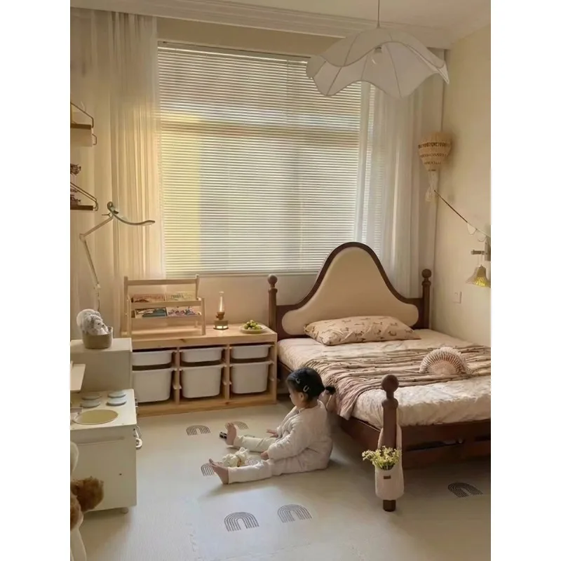 American-Chinese antique boy solid wood bed 1.5 meters American bed