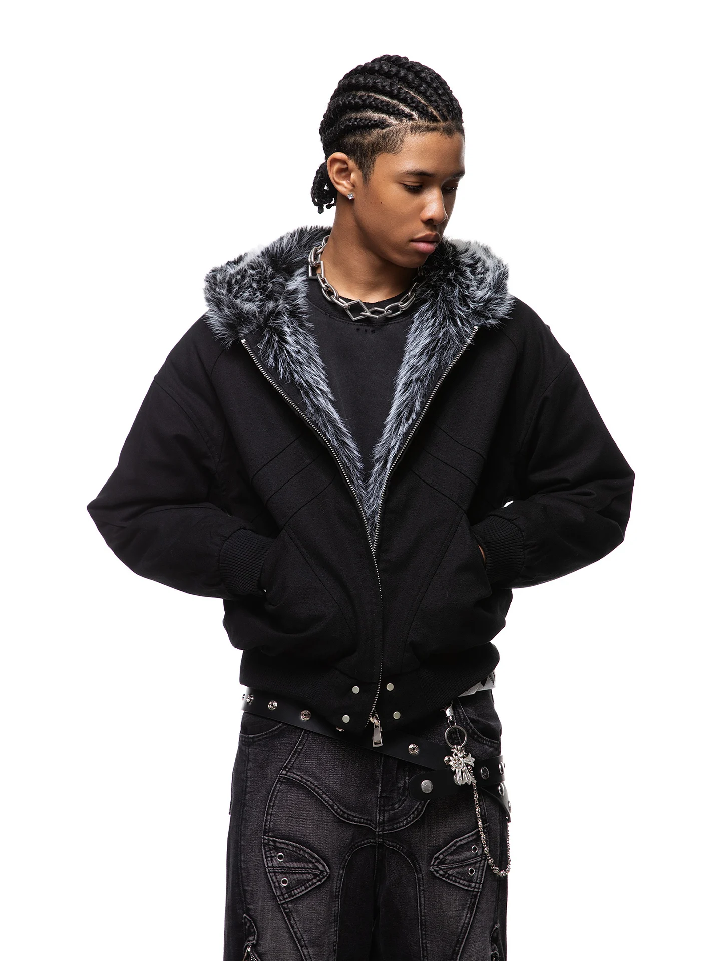 

Trend St Winter Cotton Jaet Men's Thiened Floing Canvas Coat Warm Youth Faion ort Sle Zipper Closure Pure Color