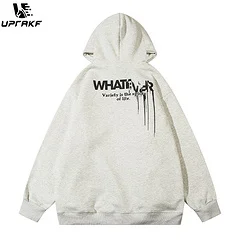 UPRAKF Alphabet Hoodies Streetwear Clothing Loose Pullover Hip Hop Front Pocket Oversized Autumn Long Sleeves