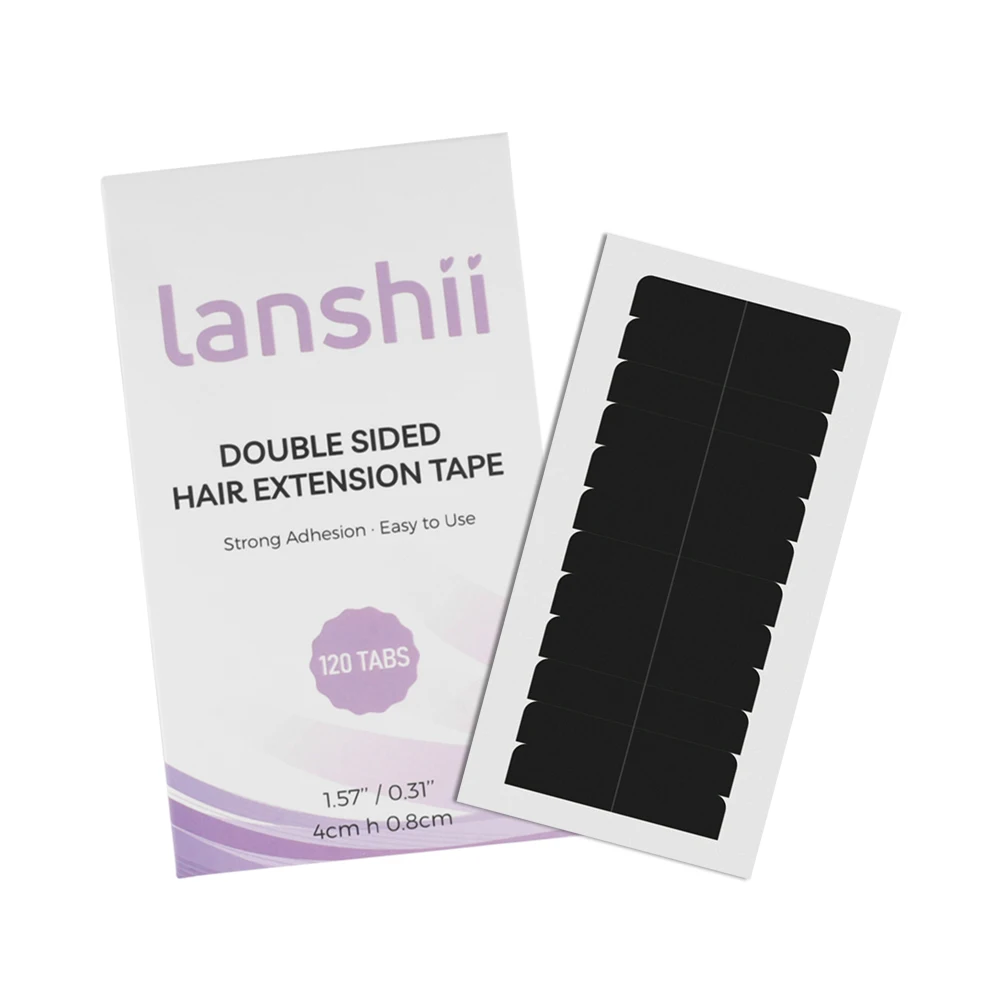 Lanshii Tape-In Hair Extension Tape Replacement Tabs – 120 Double-Sided Waterproof Tabs 4x0.8cm, Invisible & Strong Hold