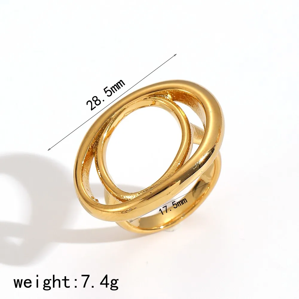 TD Edelstahl Gold Silber Gemischte Farben Unregelmäßige Geometrische Linien Offener Ring für Frauen Wasserfester Modeschmuck – Detail 7
