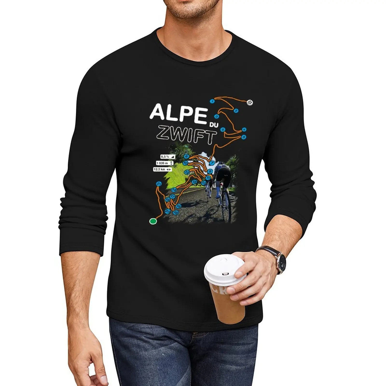 

Alpe du ZWIFT Long T-Shirt custom t shirt anime clothes Blouse Tee shirt t shirt for men