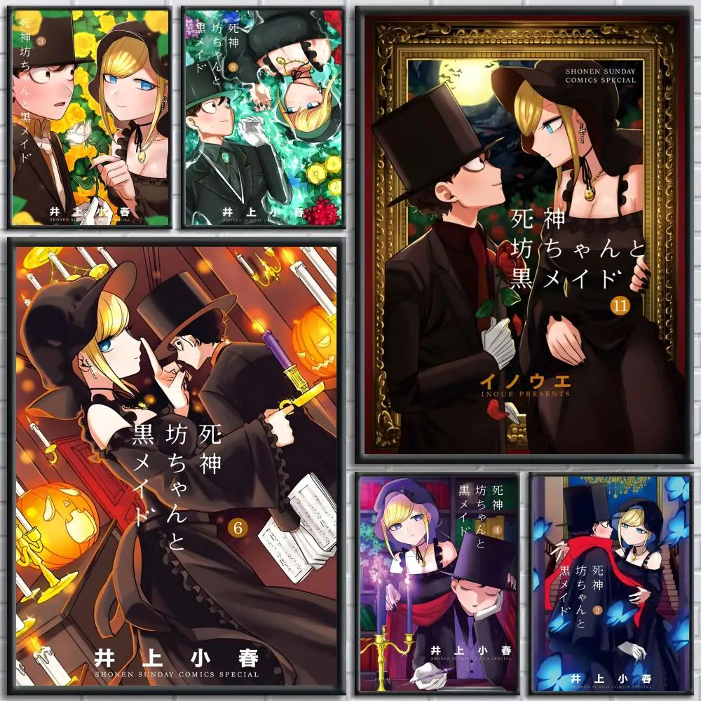 

S-Shinigami Bocchan to Kuro Maid Poster Stickers Painting Wall Art for Bedroom Living Room Home Decor Waterproof Decoration Gift