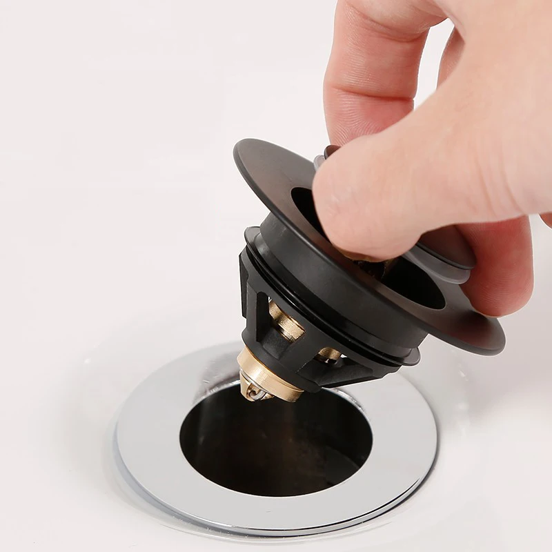 الذهب حوض للحمام بالوعة استنزاف مصافي المنبثقة العالمي النحاس قابس التصريف صنبور اكسسوارات المطبخ الحمام أدوات الأسود #3