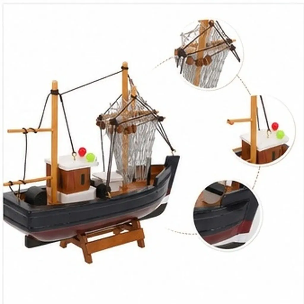 Wooden Sailboat Nautical Ship Sculpture Mediterranean Style Coastal Beach Decor Tabletop Seaside Home Accent Ocean Party view 6