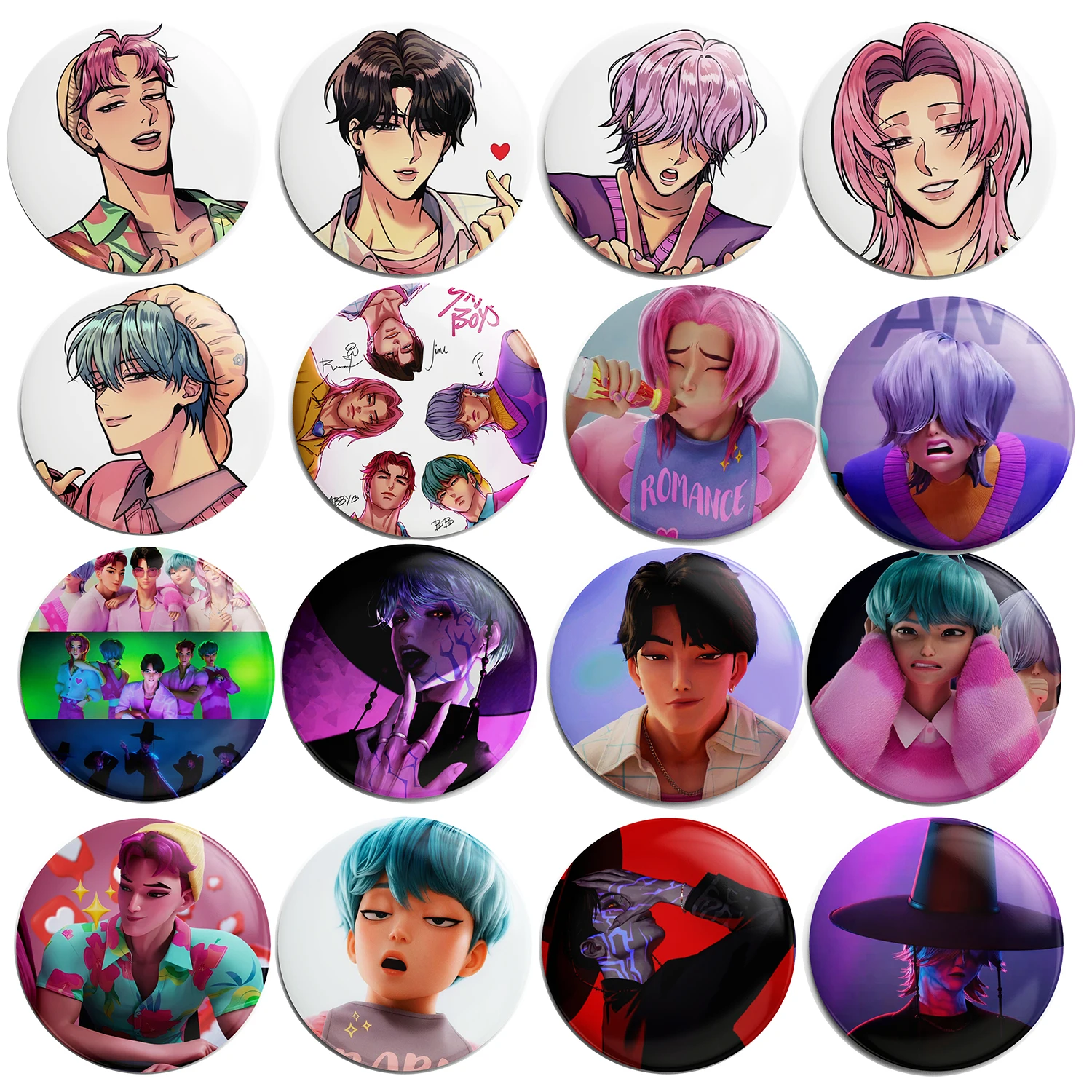 ساجا بنين Kpop فيلم شيطان الصيادين أنيمي جينو سر آبي الرومانسية الطفل شارة لينة زر التلبيب دبوس بروش الديكور هدية 58 مللي متر