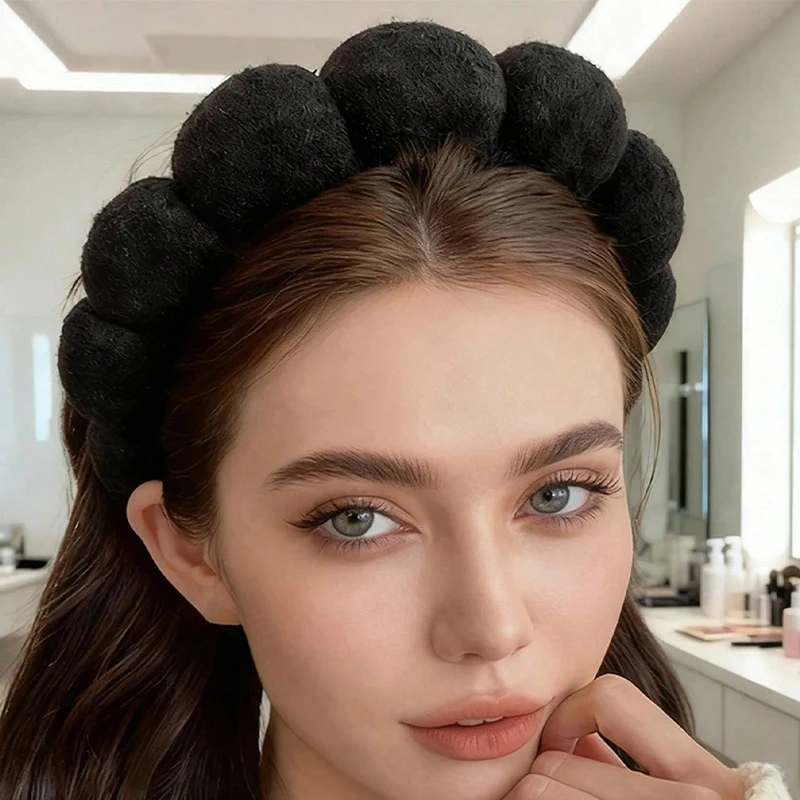 1pc hair band Women's fashionable coffee color hair band Cloud Fried Dough Twists high skull top hair band Wash face, bath, make