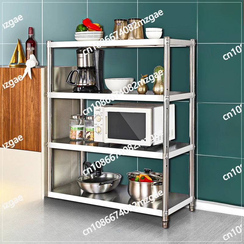 Kitchen Rack Floor To Ceiling Multilayer Adjustable Stainless Steel Storage Four Layers 4 Seasoning Bowl Rack Multifunctional