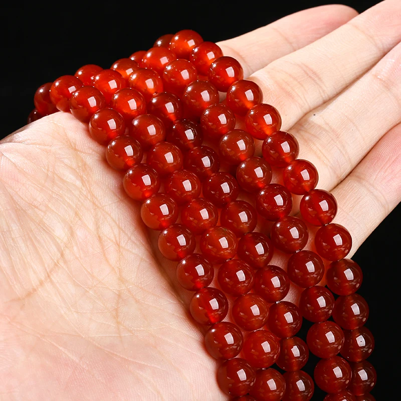 7A Natural  Stone Red Agate Bead Round Carnelian Onyx Loose Spacer Beads For Jewelry Making Diy Bracelets Necklace Accessory