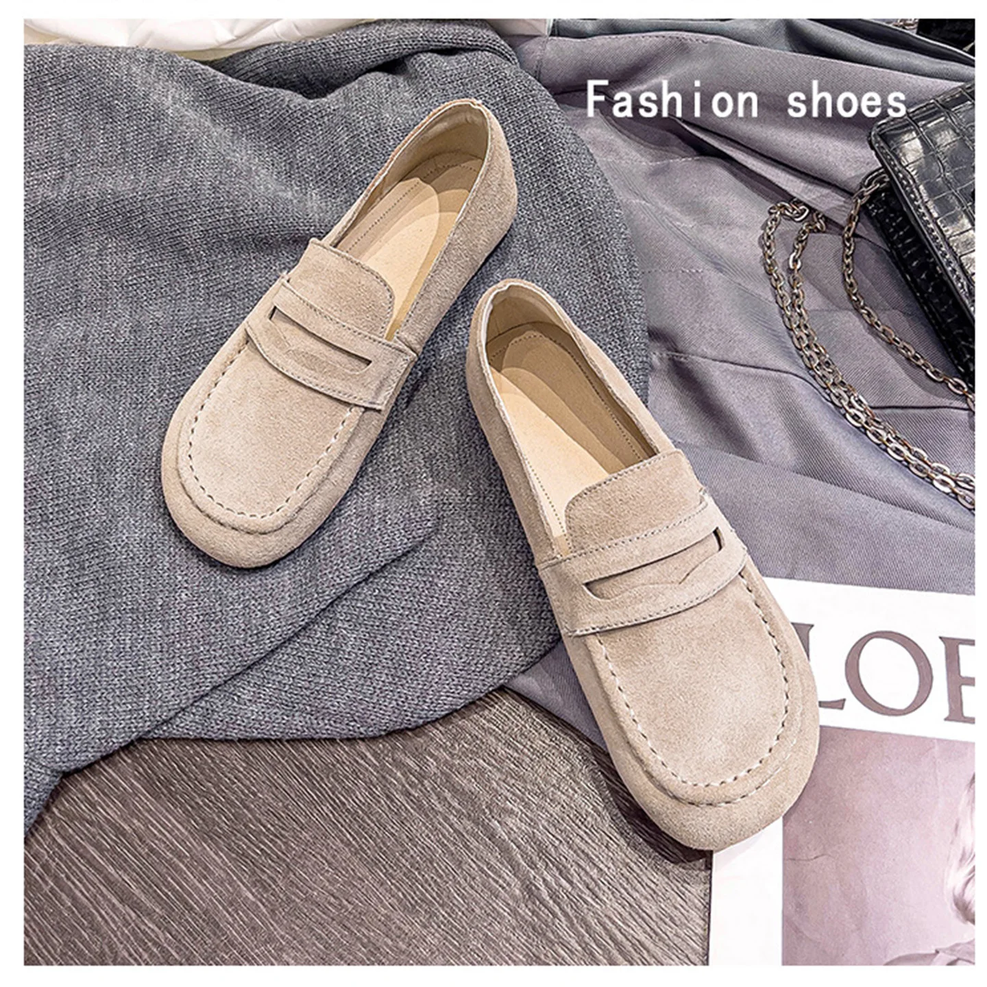 

New Fashion Women's Round Soft Bottom Head Casual Flat Shoes Outdoor Walking Shoes Women's Comfortable Commuting Office Shoes