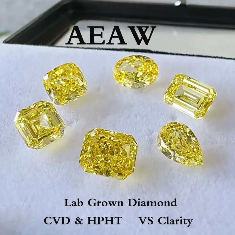 

0.5-5Ct Emerald Oval Heart Pear Radiant Cushion Princess Yellow Vivid Lab Grown Diamond Loose IGI Certificate HPHT CVD VS