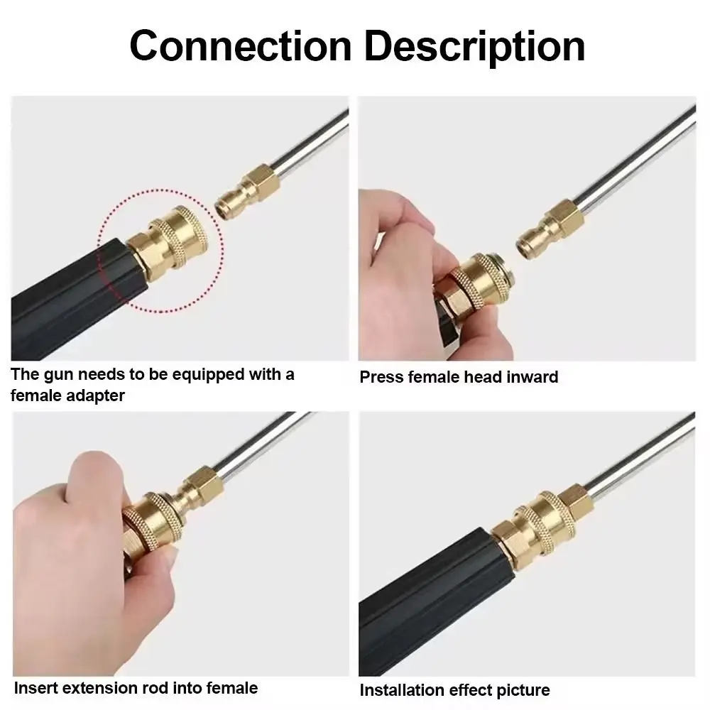 1Pcs Stainless Steel Pressure Washer Extension Rod Finger Grip Handle 1/4 Quick Connect Quick Connect Spray Torch 4000PSI