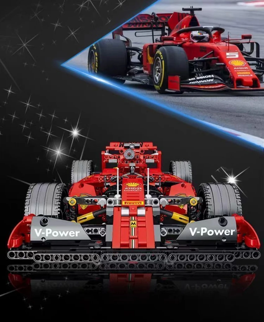 2024 new 1200 particles supercar building blocks F1-SF90 cool collection model car puzzle assembly boys building block toys