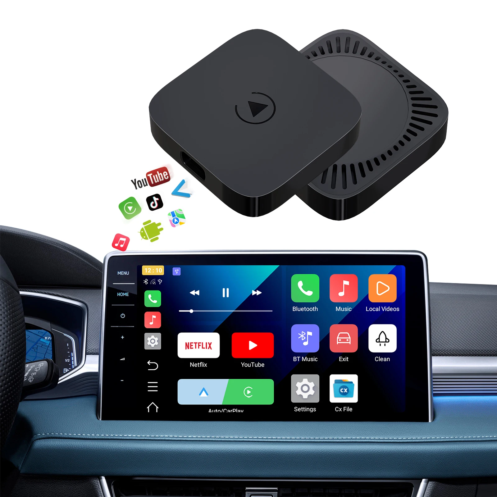 Wireless CarPlay Android 12 auto AI Box Adapter 2GB+16GB Smart Youtube Netflix TV car play for All Factory Wired CarPlay