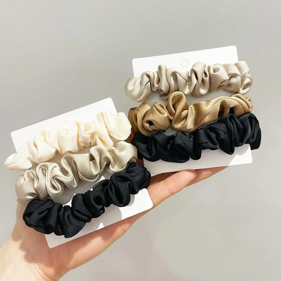 

3PCs/Set Silk Satin Hair Scrunchies for Women Solid Color Hair Ties Elegant Ponytail Holder Elastic Hair Band Hair accessories