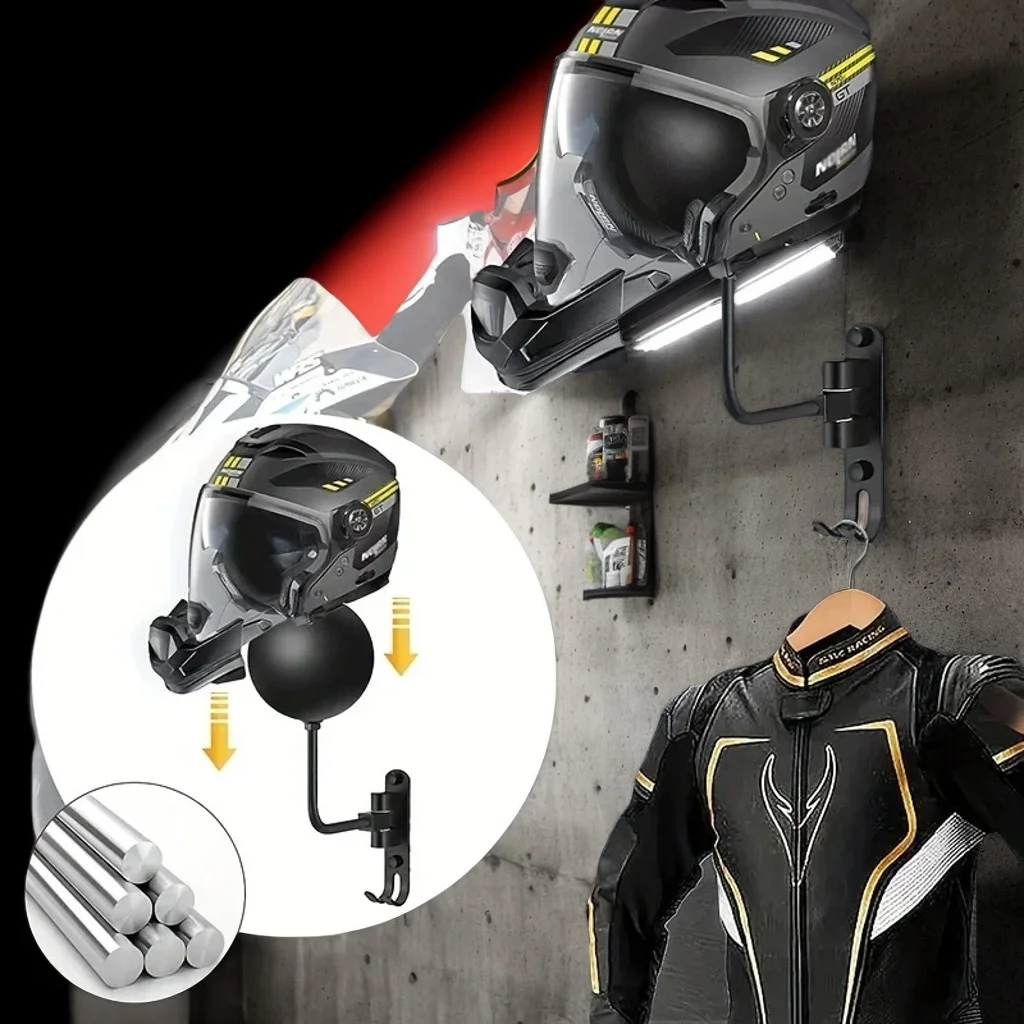 

Motorcycle Helmet Rack - 180° Rotating Wall Mount