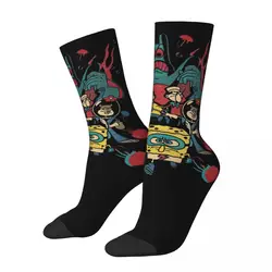 Autumn Winter Colorful Unisex SpongeBobing Superhero Group Socks Cartoon Non-slip Crew Socks