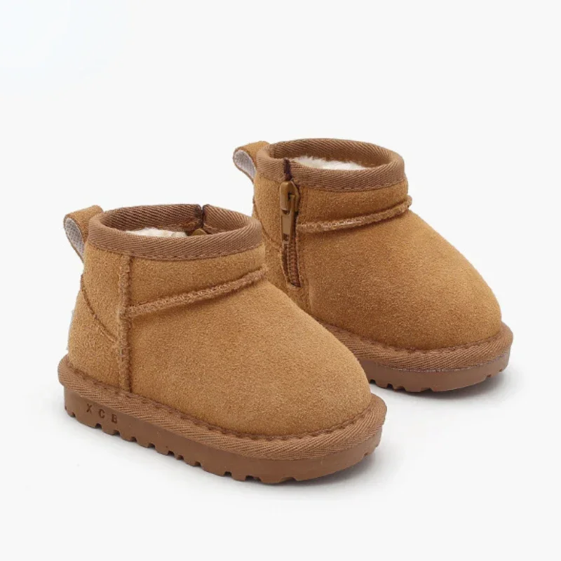 Children Winter Suede Upper snow Boots Baby kids Warm Soft Toddler ankle Boots Boys Girls Fashion plush Cotton Shoes size 16-30