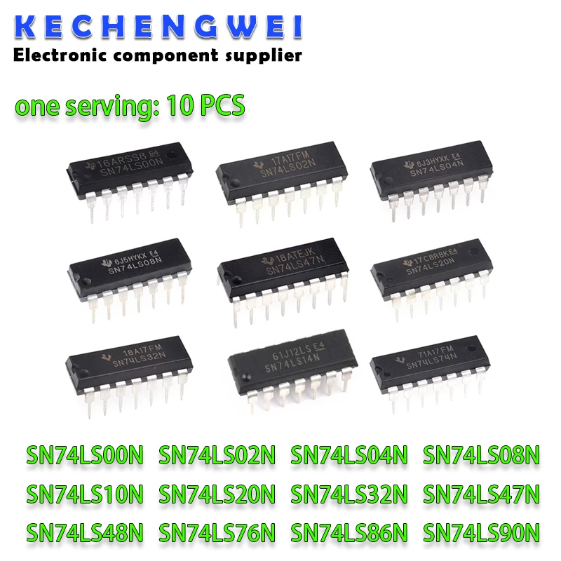 10PCS SN74LS00N DIP 74LS02N 74LS04 DIP-14 HD74LS08P SN74LS10N SN74LS20N SN74LS32N SN74LS47N 74LS48 74LS76 74LS86 74LS90 74LS93