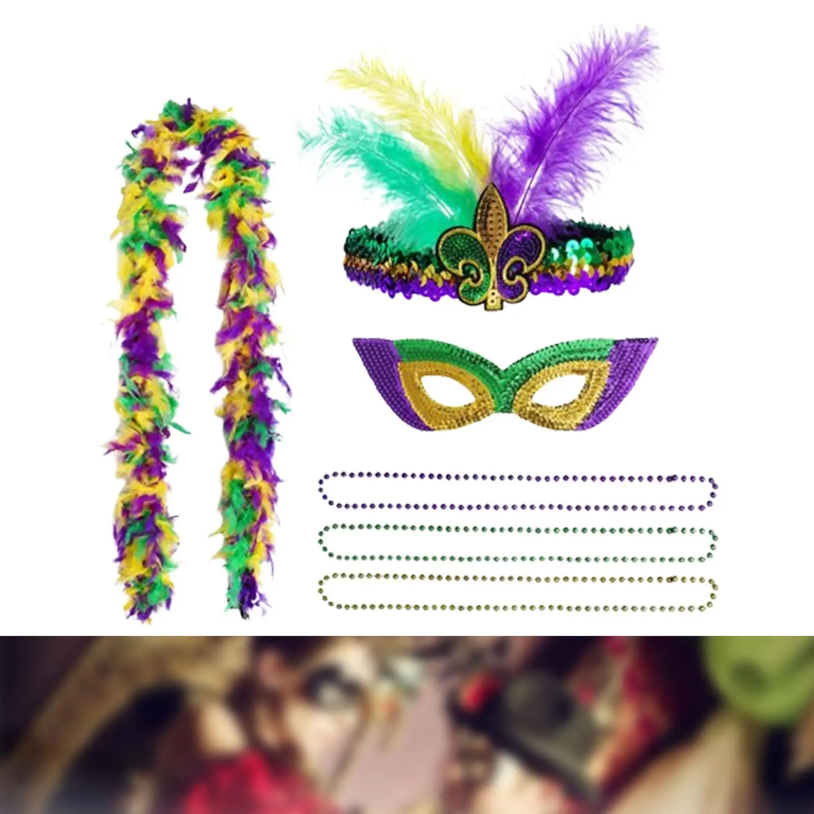 

Mardi Gras Half Mask Decoration Mardi Gras Outfit Accessories Set for Carnival