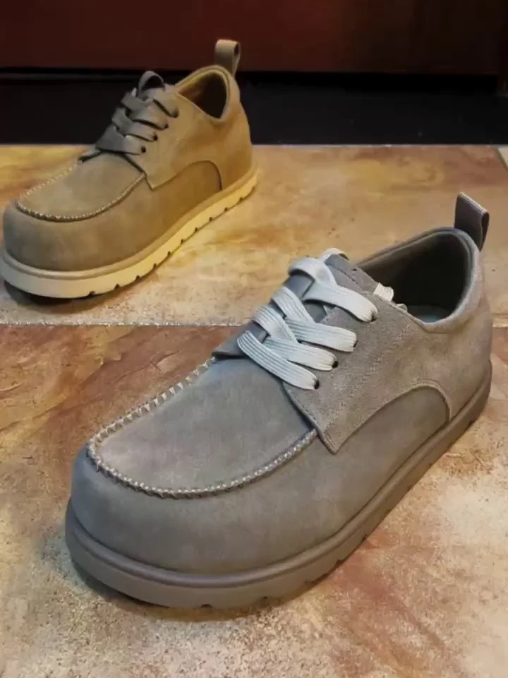 

High Quali Casual Leather Men's oes Comfortable Faionable Versatile Busin European Sle Haome Flat Heel Rubber Sole