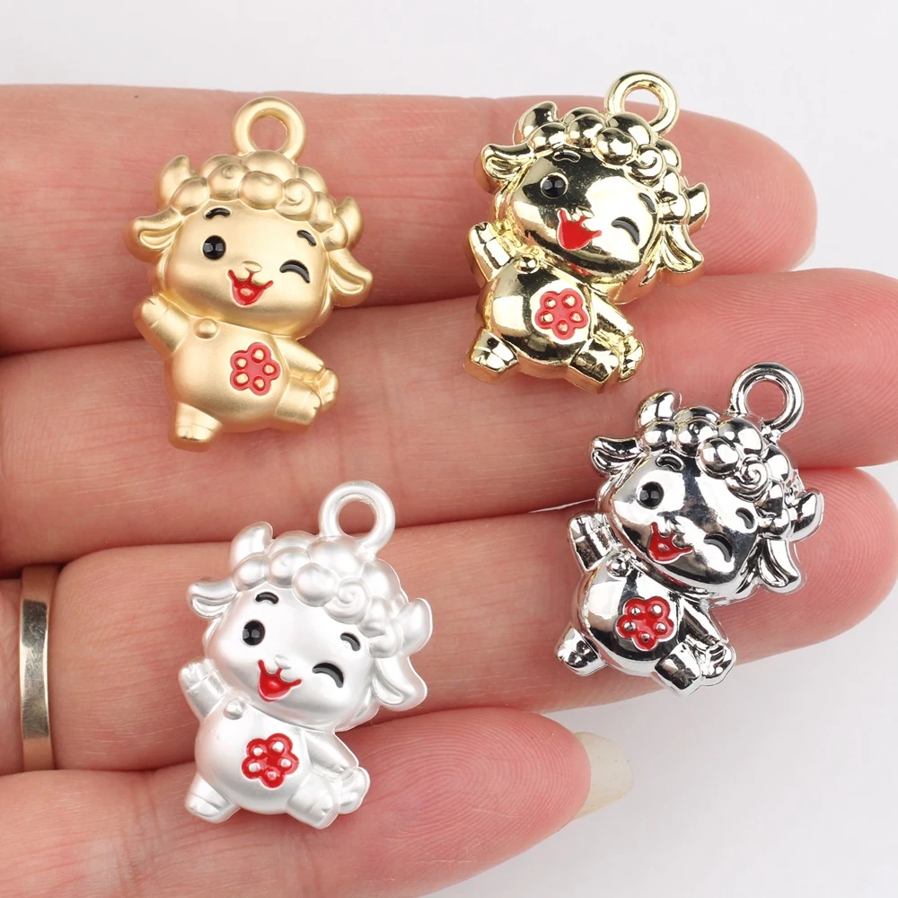 10pcs Fashion 3D Joyful Sheep Shape Pendant Jewelry Making Accessories DIY Handmade Earrings Necklace Bracelet Bag Ornament