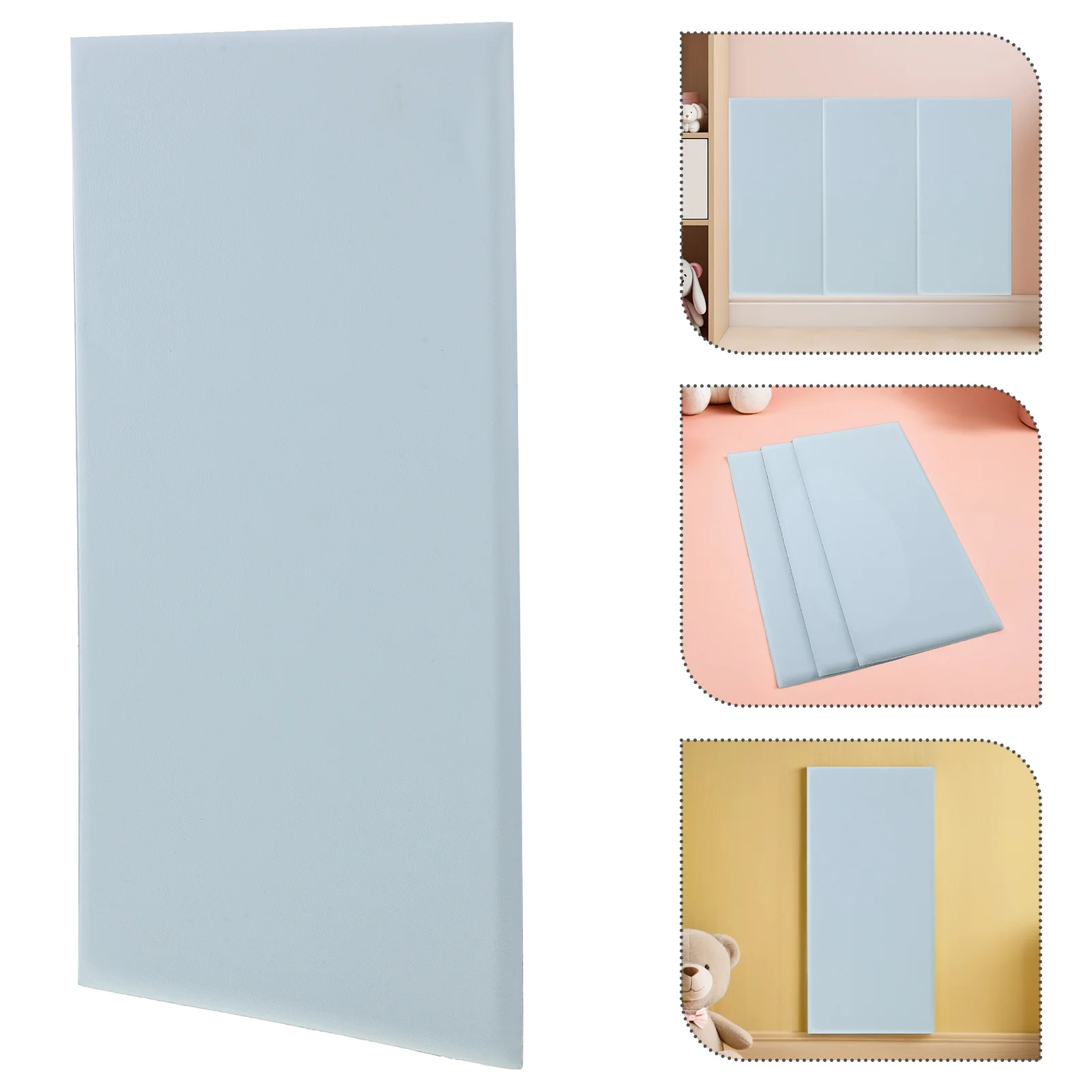 

3pcs Anti-Collision Wall Stickers For Kids Self-Adhesive Waterproof Padding Panels Nursery Bedroom Playroom Protection - Soft