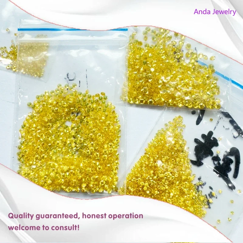 

Муассанит Камень Лимонно-Желтый Цвет Круглая Форма Маленький Размер VVS1 Пройти Тестер Алмазов Изготовление Ювелирных Изделий Подвески Драгоценный Камень DIY Аксессуары