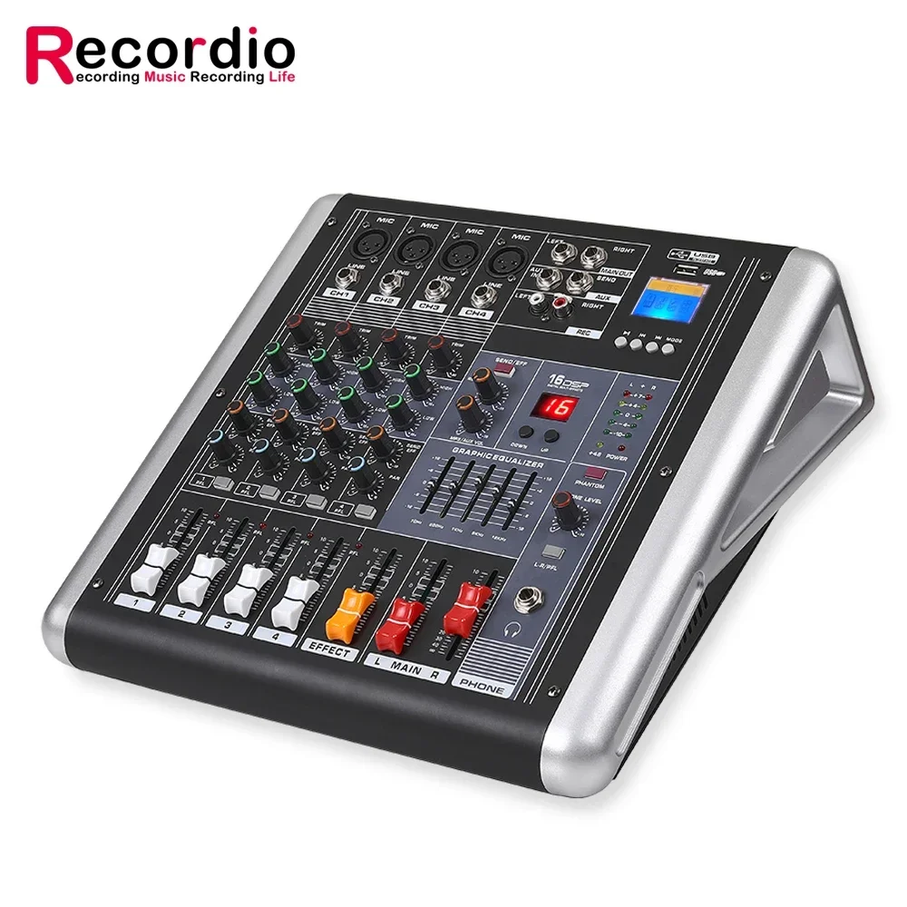 GAX-ML4 Professional 4 Channel Power Mixer 250W*2 16 DPS DJ Amplifier with LCD Display MP3 Metal for Karaoke Stage KTV