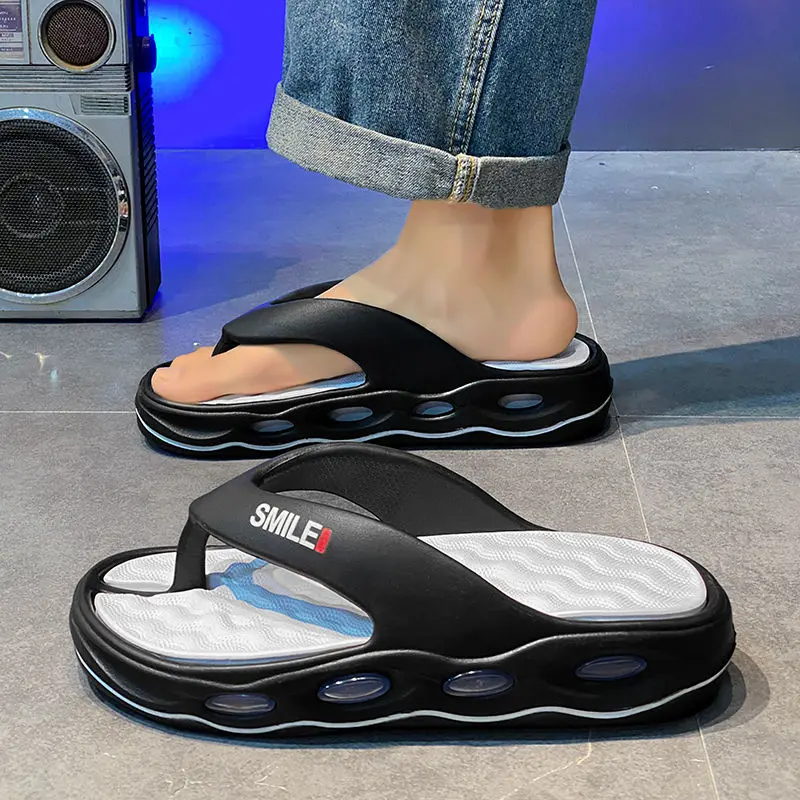Sandals Man Flip Flops Slippers for Men Platform Shiatsu Shoes Soft Sabot Beach Comfortable Fun Clappers 2025 Original Style Pvc