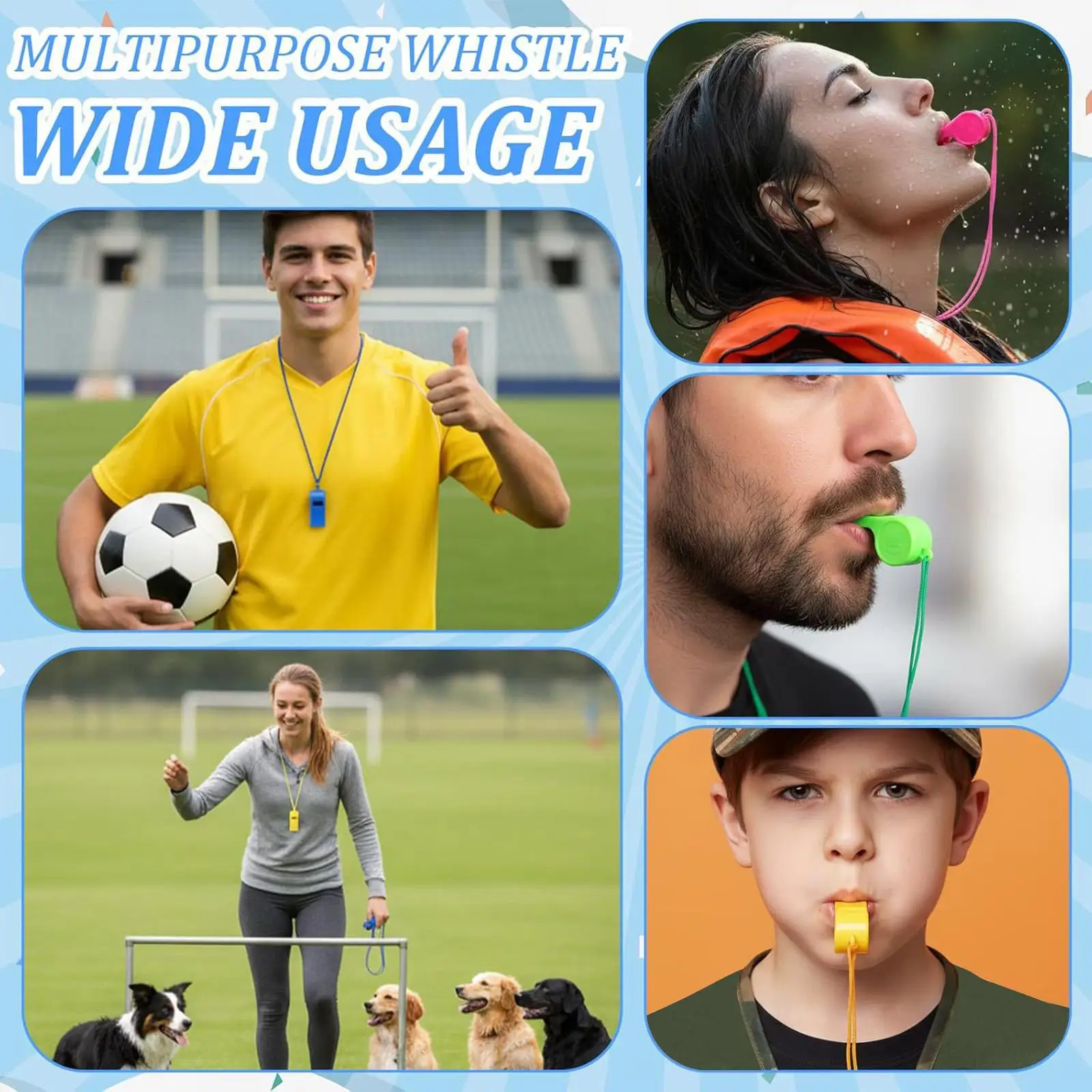 Coaching Whistle 100-Piece With Lanyard Colorful Loud Soccer Whistle For Coaching For Outdoor Survival Hiking Fishing Boating