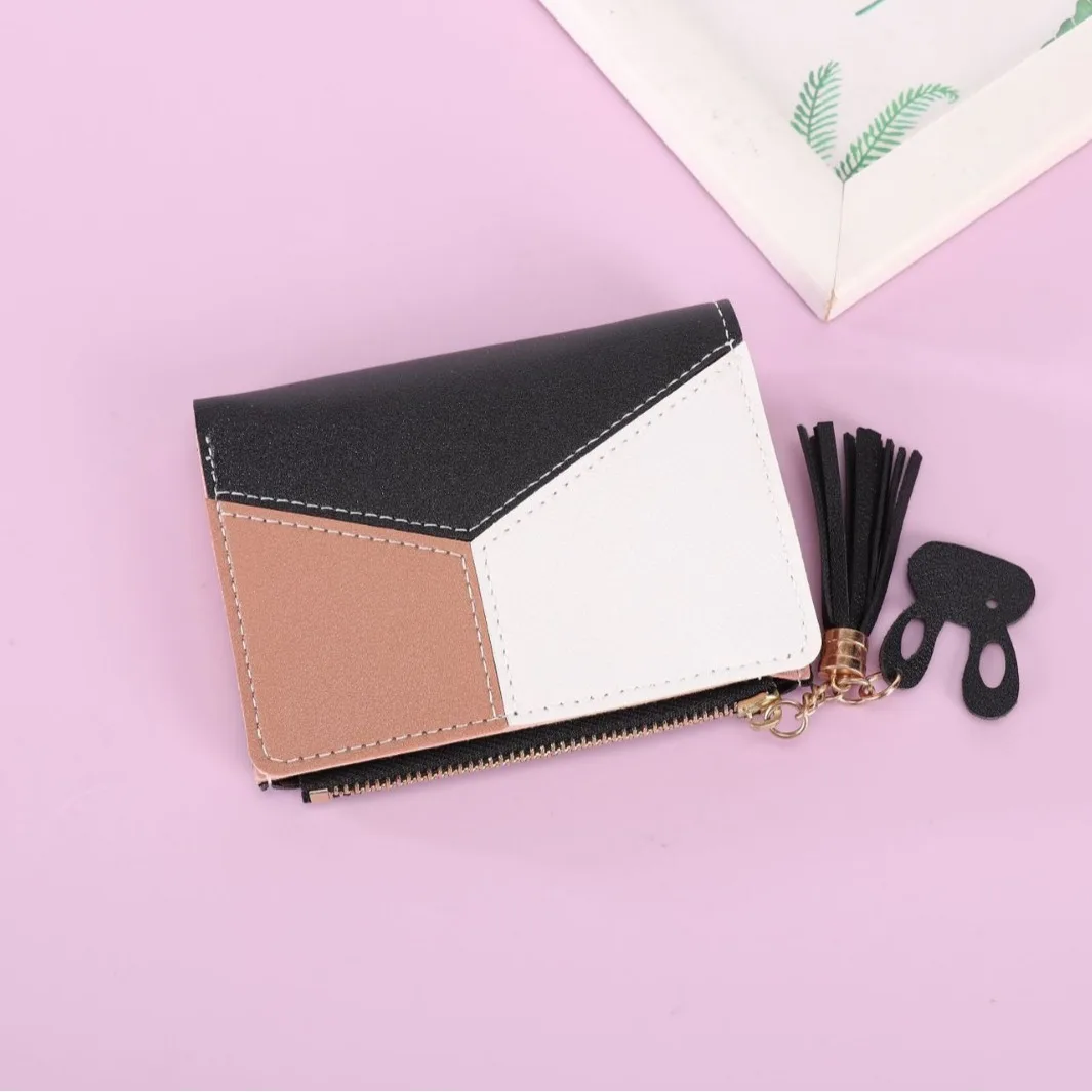 محفظة نسائية قصيرة الراقية محفظة الموضة خياطة التباين اللون طالب السيدات حامل البطاقة محفظة نسائية للعملات المعدنية المحفظة