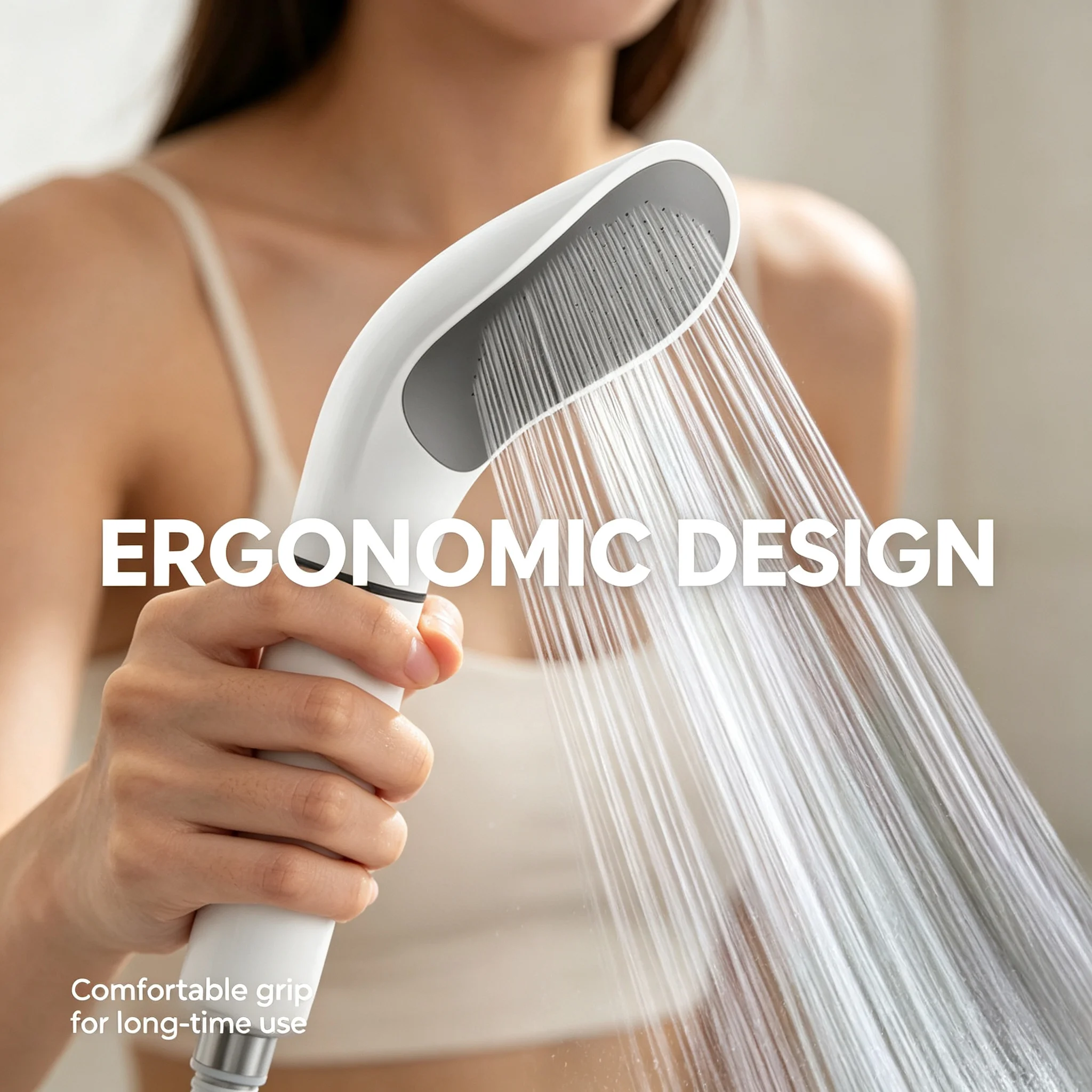 Luxury Spa Handheld Shower Head with Precision Nozzle Gentle Water Stream Skin Hydrating Sprayer Pause Switch Comfort Grip