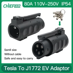 Chiefeed tesla to j1772 adapter high speed charging adapter 80A 20KW For Tesla Cars Chargig 110V~250V Tesla to Type1 with Lock