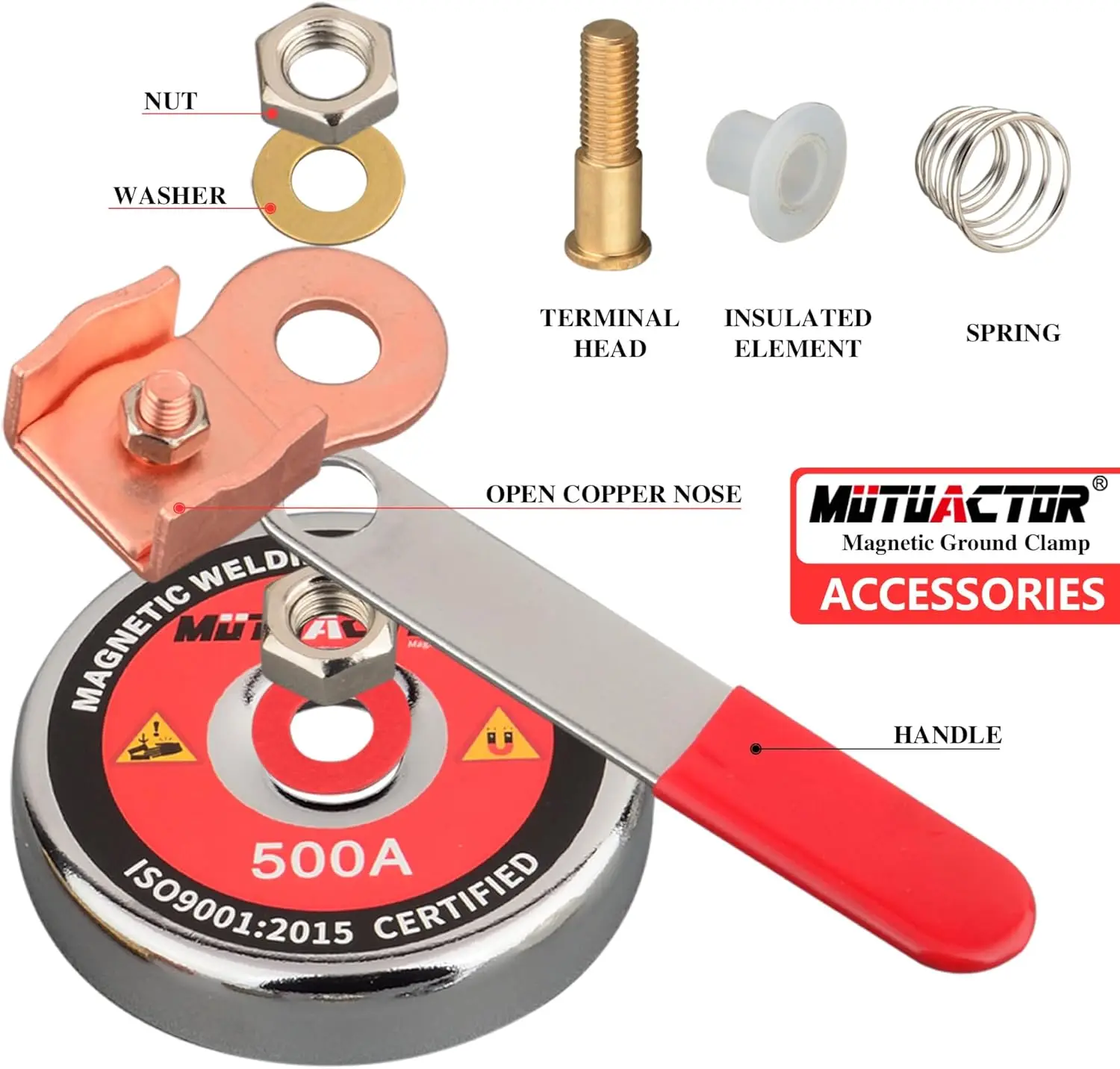 500 AMP Magnetic Welding Ground Clamp, Φ3.34” Strong Gripping Quick Release Magnetic Mount Welding Support Clamp Tools
