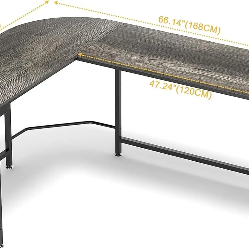 مكتب مدمج 66 على شكل حرف L للمكتب المنزلي والألعاب والدراسة مع سهولة التجميع للمساحات الصغيرة #3
