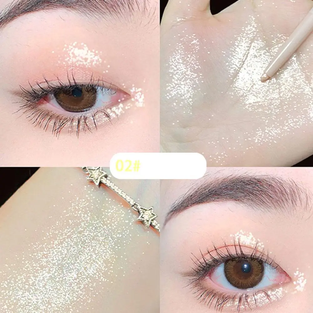 Impermeável Glitter Eyeshadow Pen, Diamante Pearlescent, Maquiagem Olhos Brilhantes, Deitado Silkworm, Iluminar Highlighter, Vara