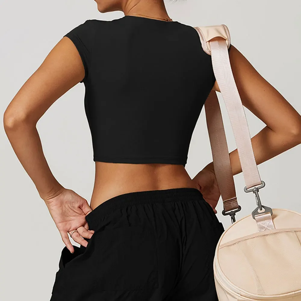 Top de Yoga Sexy para mujer, camisetas deportivas, ropa de Fitness, camiseta de entrenamiento de manga corta para Yoga, Top de gimnasio con realce, ropa activa para correr, Top deportivo