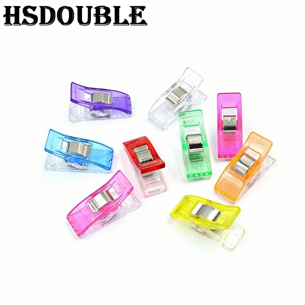 20/50/100Pcs Multipurpose Colorful Transparent Plastic Small Clips for Crocheting Knitting Safety Clothing Clips Sewing Supplies