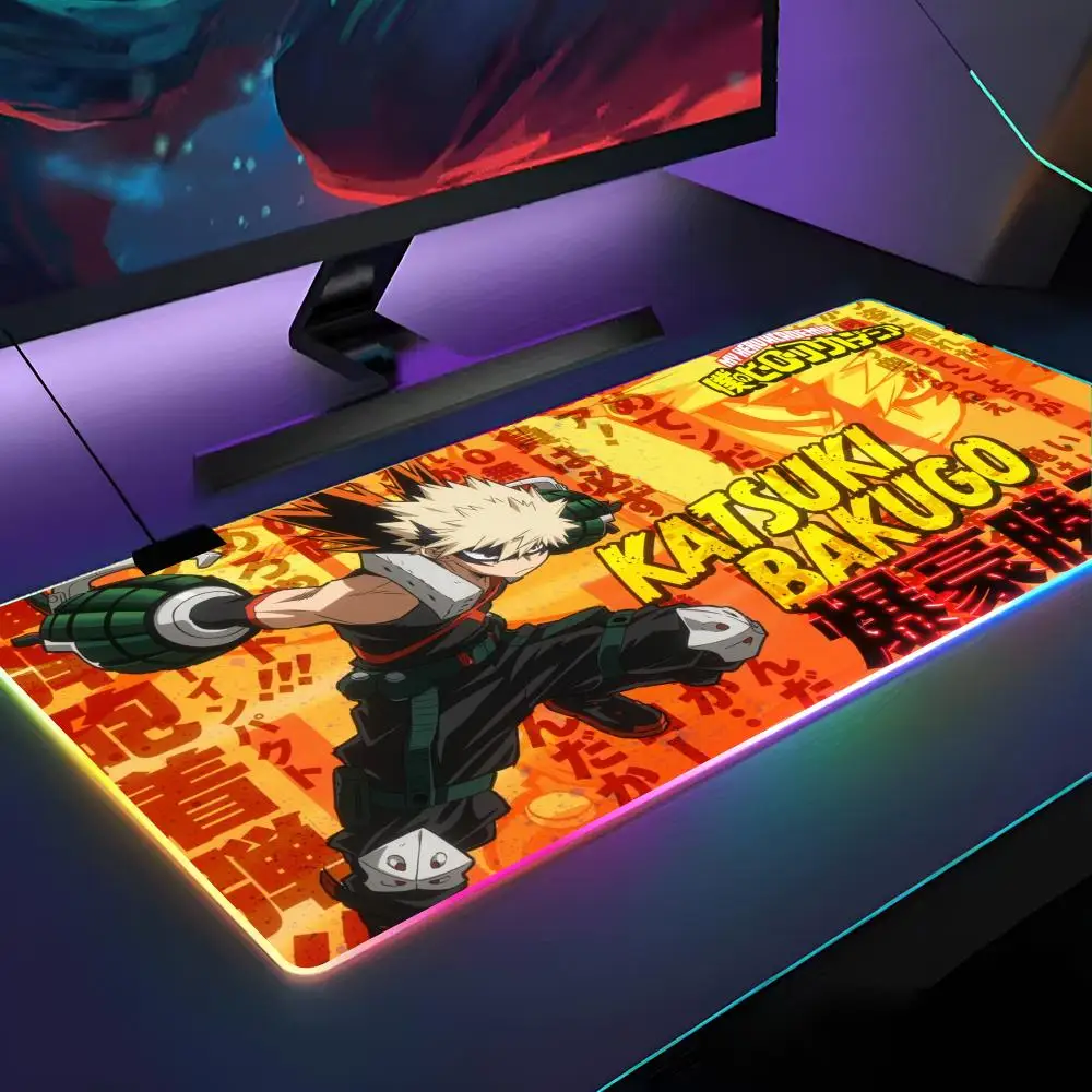 

Коврик для мыши My Hero Academia с RGB подсветкой, коврик для мыши для ноутбука, коврик для мыши для ноутбука, геймера, компьютерный стол, игровые аксессуары