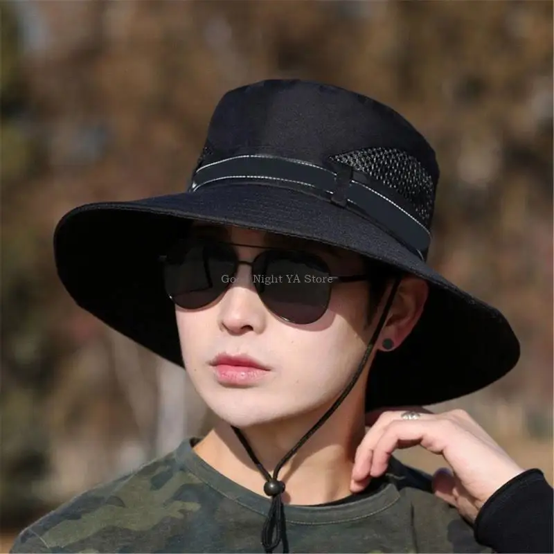 

Broad Brimmed Outdoor Hat Machine Washable Polyester Unisex Plan Dense Storage Season Essential